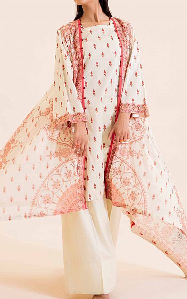 Nishat Off White Lawn Suit 2 Pcs Pakistani Lawn Suits