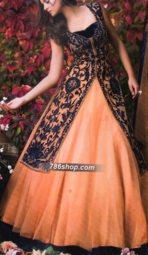 Peach Chiffon Suit Pakistani Party Wear Dresses 5502