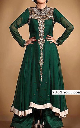 Bottle Green Embroidered Unstitched 3 Piece Chiffon Suit - Party Wear –  SaifullahStore