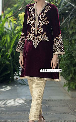 Pakistani Party Wear Dansville New York USA Designer Annus Abrar Velvet  Dress