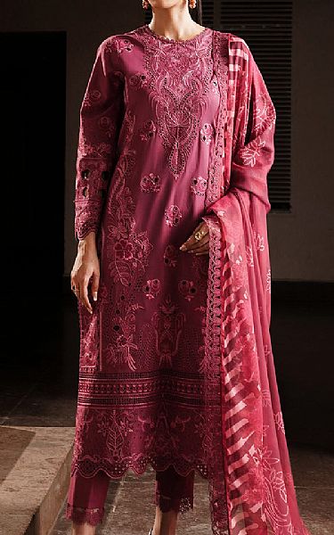Afrozeh Dark Rose Lawn Suit | Pakistani Lawn Suits- Image 1