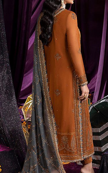Asim Jofa Bronze Chiffon Suit | Pakistani Embroidered Chiffon Dresses- Image 2