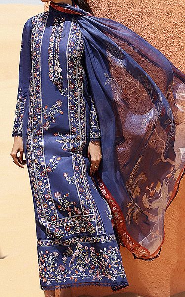 Cross Stitch Navy Blue Lawn Suit | Pakistani Lawn Suits- Image 1