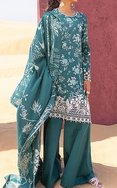 Cross Stitch Teal Lawn Suit | Pakistani Lawn Suits- Image 1