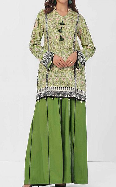 Gul Ahmed Green Linen Kurti Pakistani Winter Dresses