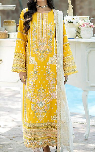 Imrozia Yellow Lawn Suit | Pakistani Lawn Suits- Image 1