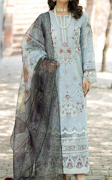 Imrozia Sky Blue Lawn Suit | Pakistani Lawn Suits- Image 1