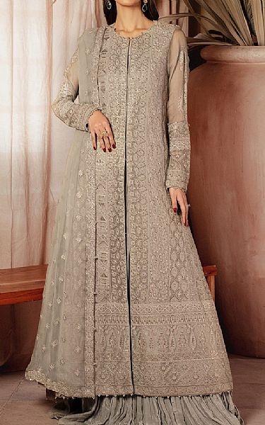 Iznik Grey Chiffon Suit Pakistani Embroidered Chiffon Dresses