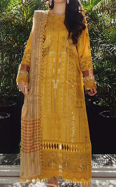 Marjjan Mustard Lawn Suit | Pakistani Lawn Suits- Image 1