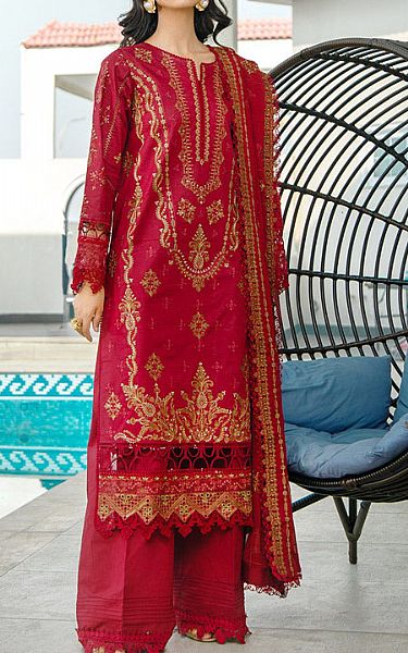Marjjan Scarlet Lawn Suit | Pakistani Lawn Suits- Image 1