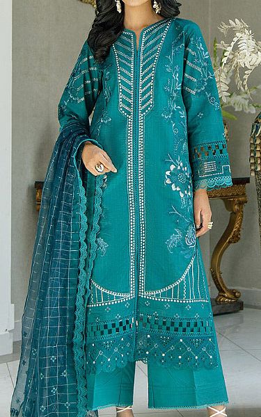 Marjjan Teal Lawn Suit | Pakistani Lawn Suits- Image 1
