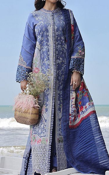Maryam Hussain Dusky Blue Lawn Suit | Pakistani Lawn Suits- Image 1