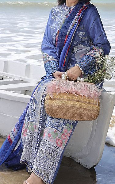 Maryam Hussain Dusky Blue Lawn Suit | Pakistani Lawn Suits- Image 2