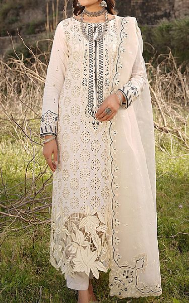 Maryams Off White Lawn Suit | Pakistani Lawn Suits- Image 1