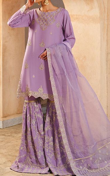 Maryum N Maria Lavender Grip Suit | Pakistani Embroidered Chiffon Dresses USA- Image 1