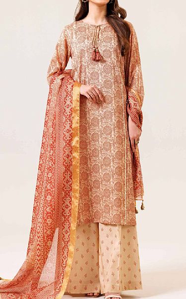 Nishat Peach Lawn Suit | Pakistani Lawn Suits- Image 1
