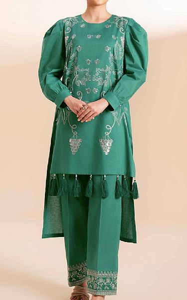 Nishat Sea Green Cambric Suit (2 pcs) | Pakistani Lawn Suits- Image 1