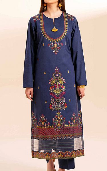 Nishat Navy Blue Cambric Suit (2 pcs) | Pakistani Lawn Suits- Image 1