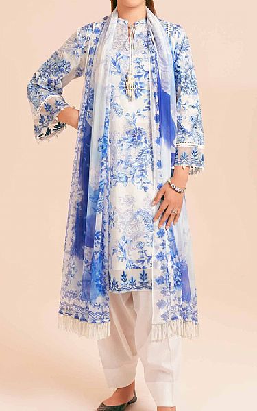 Nishat Blue/Off White Lawn Suit (2 pcs) | Pakistani Lawn Suits- Image 1
