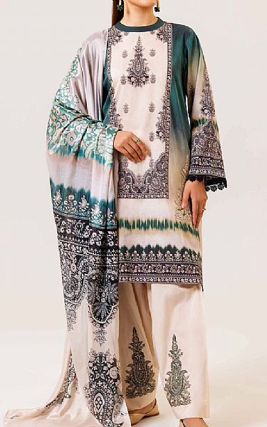 Nishat Green/Ivory Lawn Suit | Pakistani Lawn Suits- Image 1