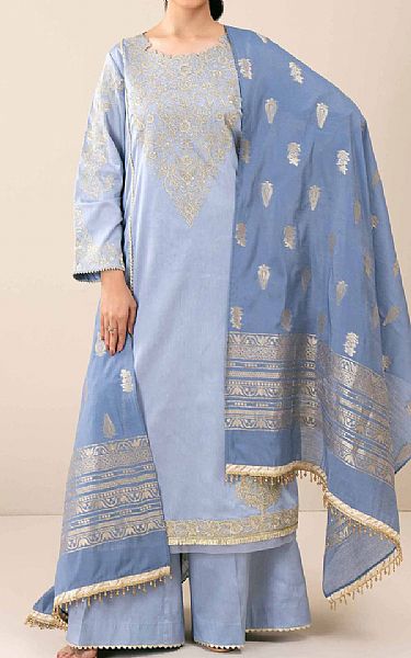 Nishat Cloudy Blue Satin Suit | Pakistani Lawn Suits- Image 1