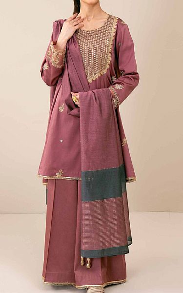 Nishat Dusty Rose Satin Suit | Pakistani Lawn Suits- Image 1