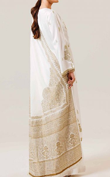 Nishat White Satin Suit | Pakistani Lawn Suits- Image 2