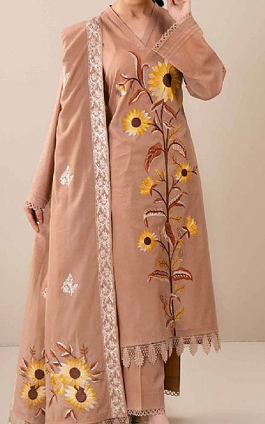Nishat Pinkish Tan Lawn Suit | Pakistani Lawn Suits- Image 1