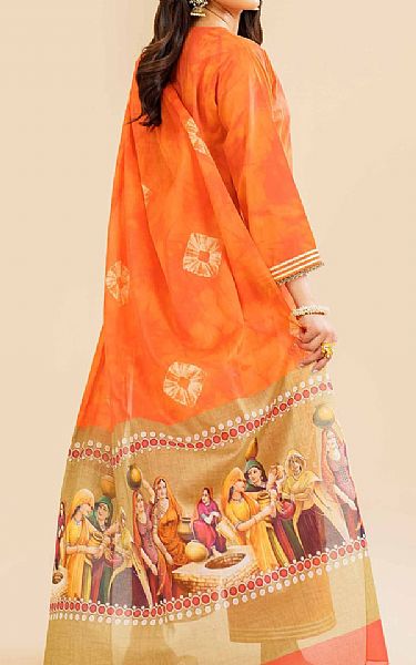 Nishat Safety Orange Cambric Suit | Pakistani Lawn Suits- Image 2