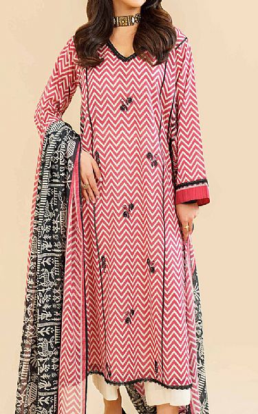 Nishat Faded Red/Ivory Lawn Suit | Pakistani Lawn Suits- Image 1