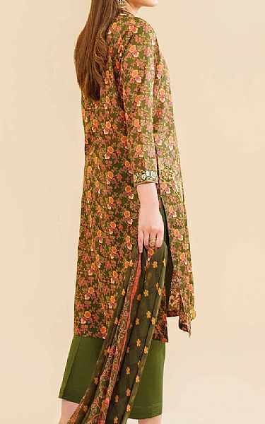 Nishat Olive Green Lawn Suit | Pakistani Lawn Suits- Image 2