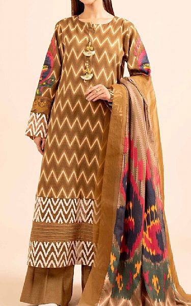 Nishat Brown Khaddar Suit Pakistani Winter Dresses in USA