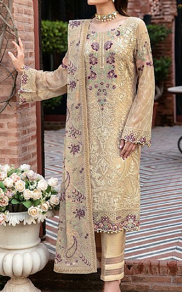 Ramsha Ivory Chiffon Suit | Pakistani Embroidered Chiffon Dresses- Image 1