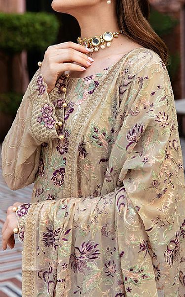Ramsha Ivory Chiffon Suit | Pakistani Embroidered Chiffon Dresses- Image 3