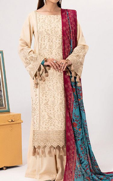 Saad Shaikh Ivory Karandi Suit | Pakistani Winter Dresses in USA- Image 1