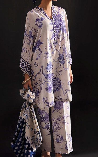 Sana Safinaz White Linen Suit (2 Pcs)v | Pakistani Winter Dresses- Image 1