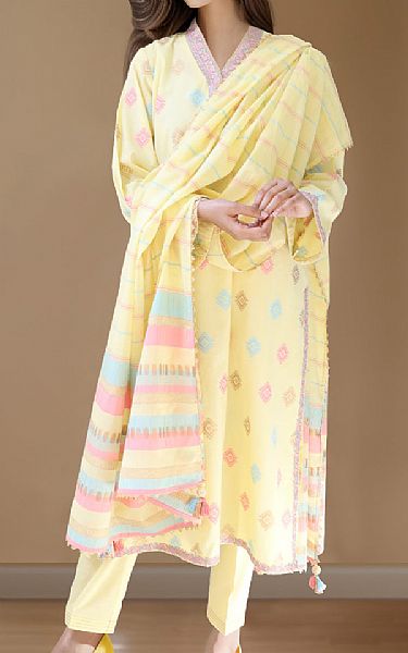 Saya Yellow Jacquard Suit | Pakistani Lawn Suits- Image 1