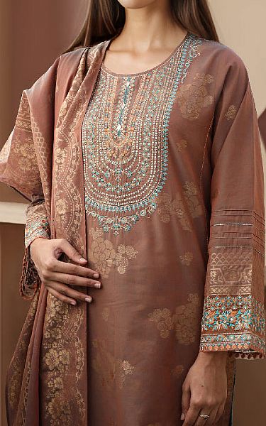 Saya Brown Jacquard Suit | Pakistani Lawn Suits- Image 2