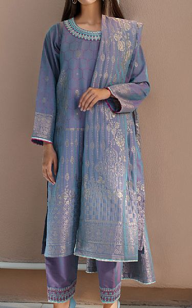 Saya Cadet Blue Jacquard Suit | Pakistani Lawn Suits- Image 1