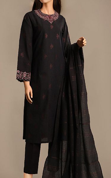 Saya Black Jacquard Suit | Pakistani Lawn Suits- Image 1