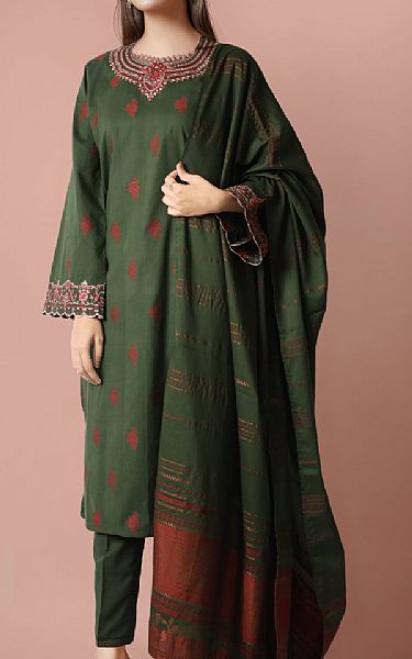 Saya Green Jacquard Suit | Pakistani Lawn Suits- Image 1