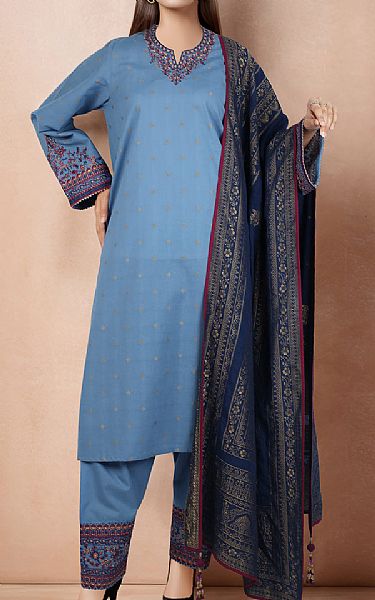 Saya Blue Jacquard Suit | Pakistani Lawn Suits- Image 1