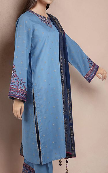 Saya Blue Jacquard Suit | Pakistani Lawn Suits- Image 2