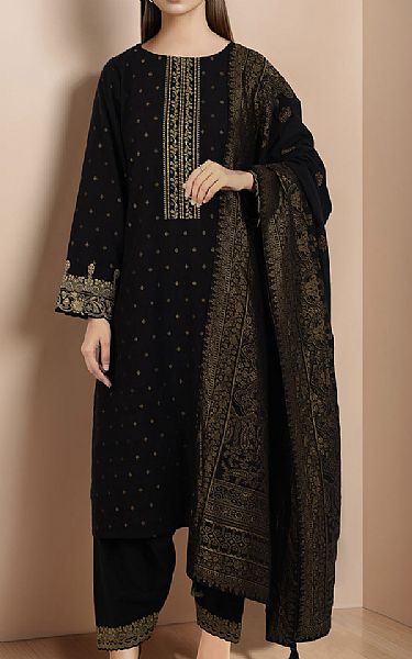 Saya Black Jacquard Suit | Pakistani Lawn Suits- Image 1