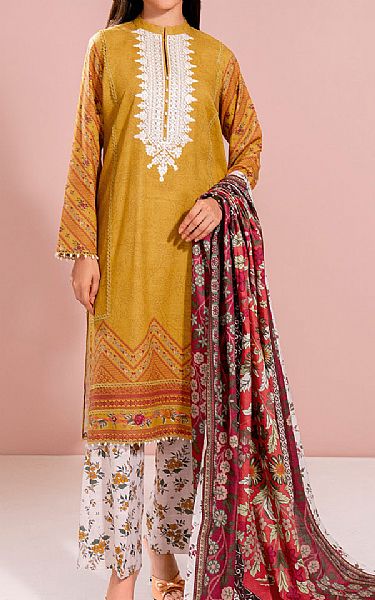 So Kamal Olive Khaddar Suit | Pakistani Winter Dresses in USA- Image 1