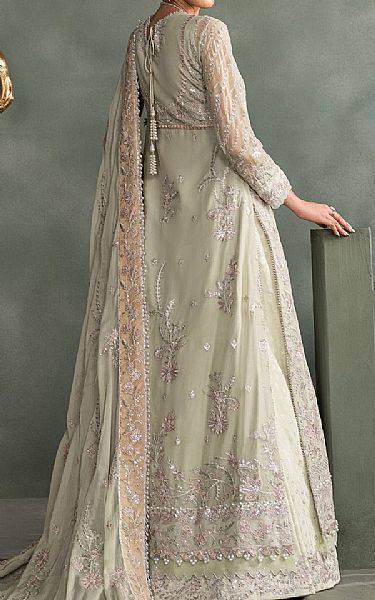 Zarif Grey Olive Chiffon Suit | Pakistani Embroidered Chiffon Dresses- Image 2
