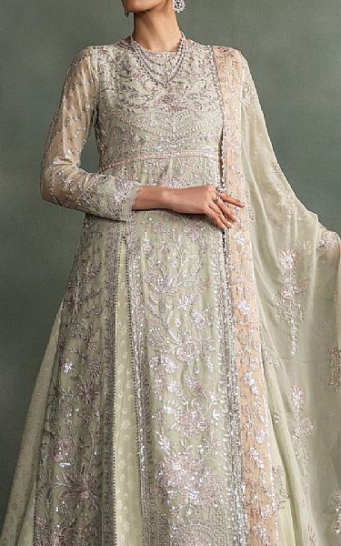 Zarif Grey Olive Chiffon Suit | Pakistani Embroidered Chiffon Dresses- Image 3