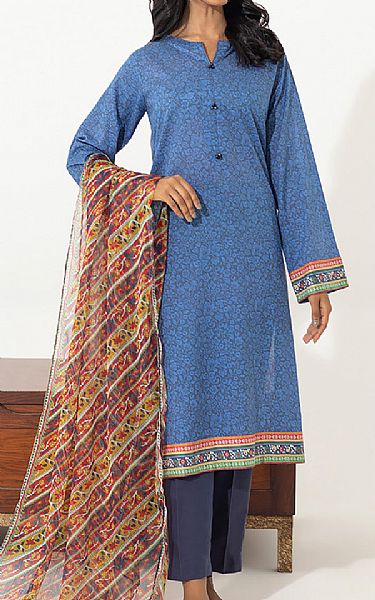 Zellbury Denim Blue Lawn Suit (2 Pcs) | Pakistani Lawn Suits- Image 1