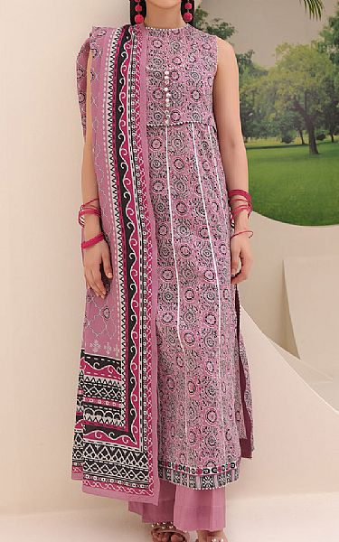 Zellbury Grey Pink Lawn Suit (2 Pcs) | Pakistani Lawn Suits- Image 1