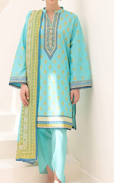 Zellbury Turquoise Lawn Suit | Pakistani Lawn Suits- Image 1